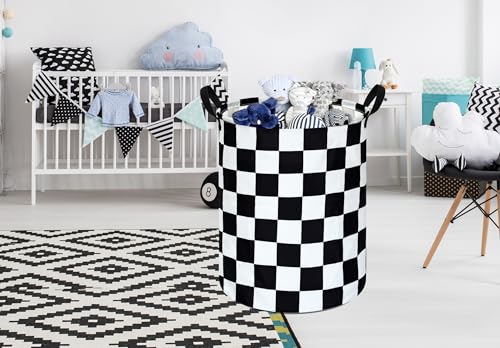Racing Checkerboard Storage Basket for Boys - Foldable Toy Bin