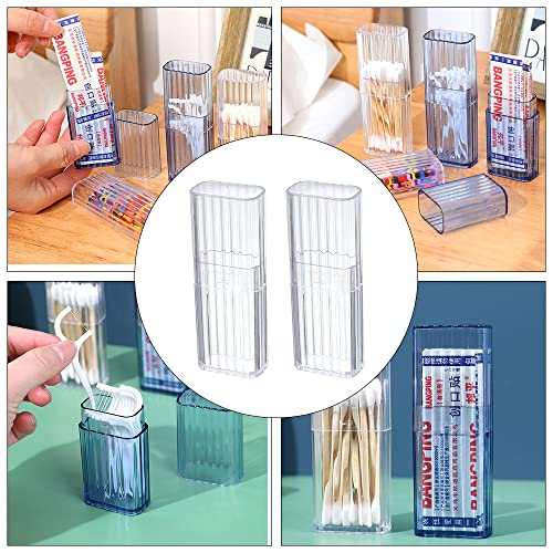 JIEDALIN 4 Pcs Cotton Swab Holder for Travel Mini PP Storage Case