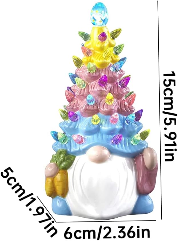 Naisicore Light Up Easter Bunny Gnome Decoration - 15cm Resin Figurine for Home & Office Decor | 1 Piece