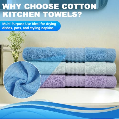 100% Cotton Wash Cloths 3 Pack - Sky Blue, Mint Green, Lavender