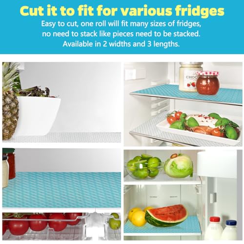 Bloss Refrigerator Shelf Liners - Clear Grid, 12" x 78" Washable EVA Mats