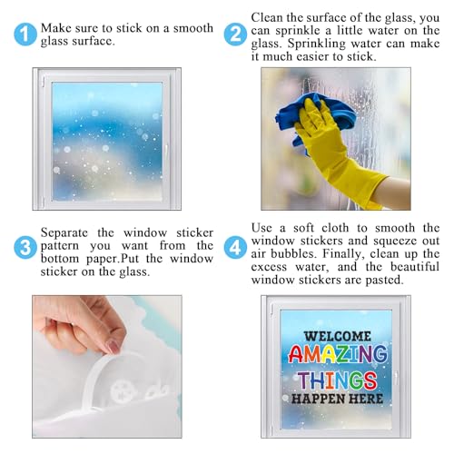 Whaline 9-Sheet Back to School Window Clings – Reusable Classroom Decals