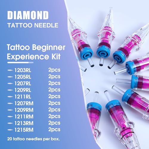 Assorted Tattoo Cartridge Needles 20pcs Disposable Mixed Sizes