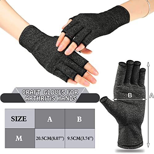 Geyoga Compression Arthritis Gloves - 3 Pairs, Gray, Medium
