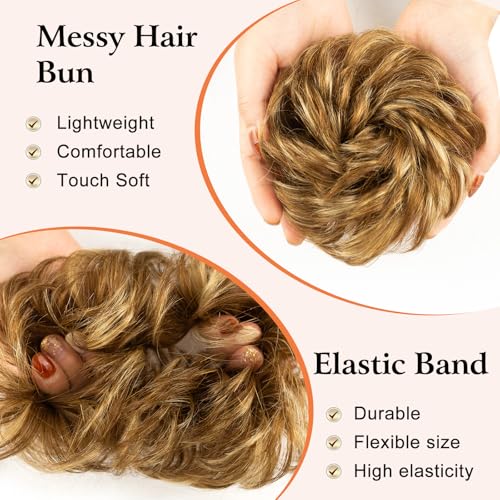 Human Hair Messy Bun Scrunchie Wavy Updo Hairpiece for Women 4/27