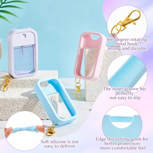 Honeydak 3 Pcs Silicone Hand Sanitizer Spray Cases Pink Blue Purple