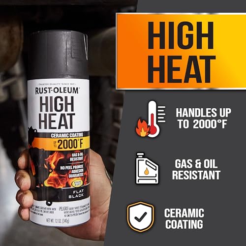 Rust-Oleum High Heat Spray Paint, Flat Black - 12oz (Pack of 6)