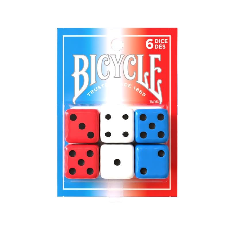 Bicycle Sparkler 6-Count Dice Set - Red, White & Blue 16mm