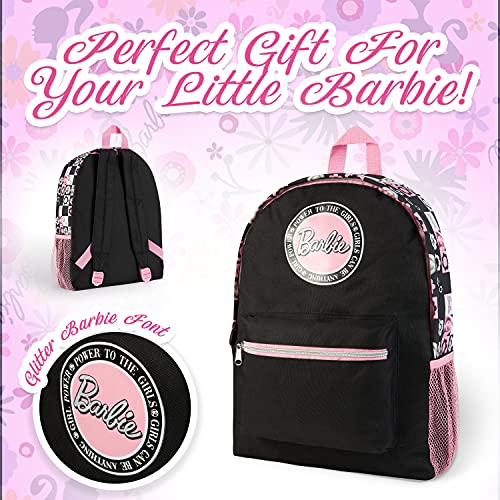 Barbie Backpack for Kids, Children's Backpacks Girls School Bag Teenage Girls, Gifts (Black/Pink)