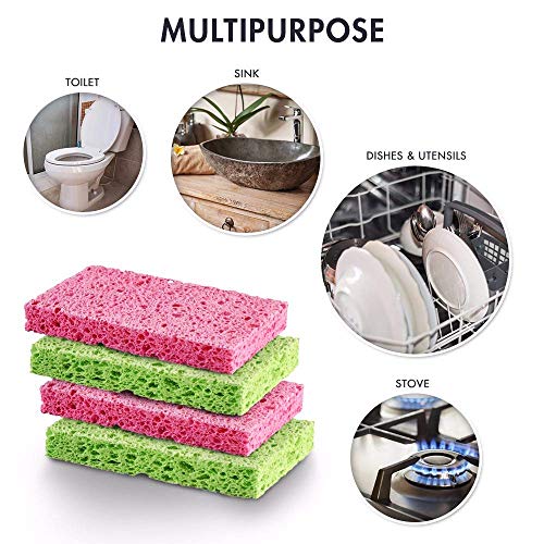 SCRUBIT Cellulose Scrub Sponges - 6 Pack Durable Cleaning Pads