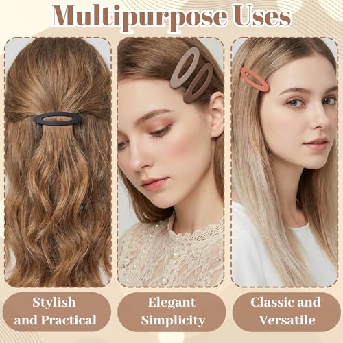 Dopenspi Large Snap Hair Clips Set, 6 Pack Matte Oval Hair Barrettes