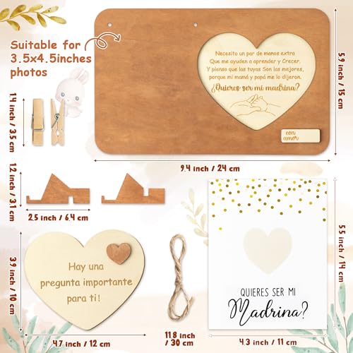Wooden Godmother Proposal Gift Frame Set with Card - Heartwarming Design