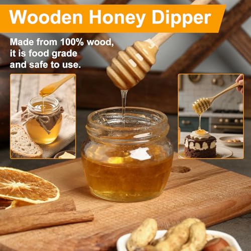 8-Piece Wooden Honey Dipper Set - 6-Inch Honey Spoon Sticks