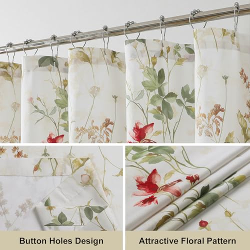 OVZME Floral Waterproof Shower Curtain | 72x72 Inch Boho Design