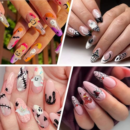 50Pcs Halloween Nail Charms Resin Flatback Pumpkin Ghost Bat Rhinestones