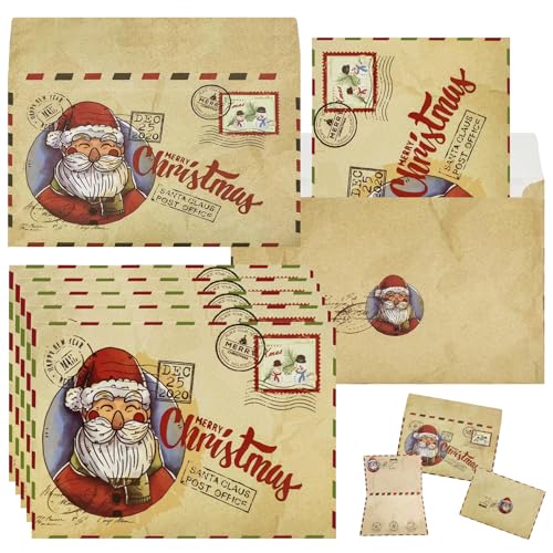 Vintage Santa Claus Christmas Greeting Cards Set - 5 Pack