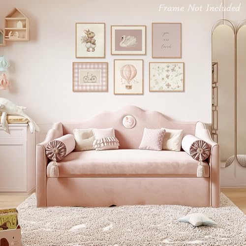 Pink Nursery Wall Art Set - 6 Vintage Animal Prints 8x10