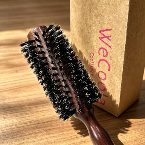 WeCoola Natural Wooden Round Boar Bristle Hair Brush Set for Blowouts