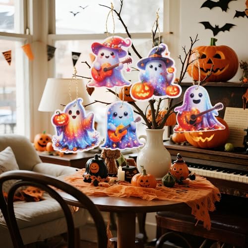 12 Halloween Tree Ornaments - Witch, Pumpkin & Ghost Decor Set