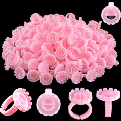 100 Pcs Disposable Lash Glue Rings for Eyelash Extensions - Pink