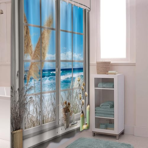 Beach Coastal Ocean Shower Curtain 70"W x 78"L - Yieldeer