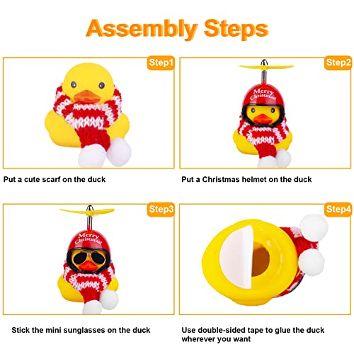 Christmas Rubber Duck Car Ornament with Helmet, Scarf & Sunglasses