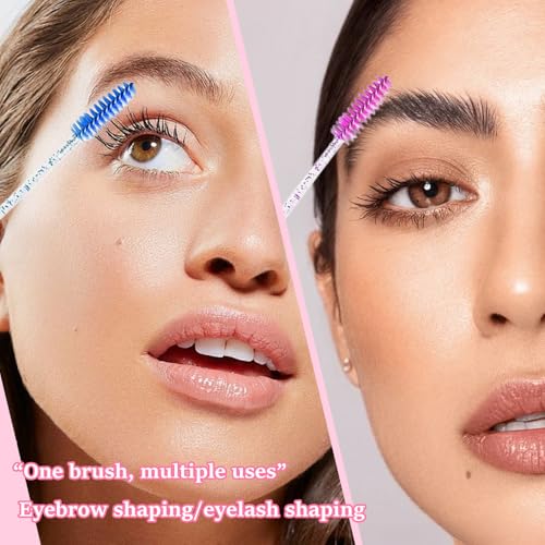 TORMEN Disposable Mascara Wand Set with Dust-Proof Tubes - 7pcs Mixed Color Lash & Brow Brushes