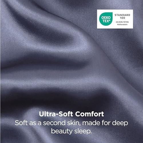 Bedsure Satin Pillowcase Set of 2, Standard Size 20" x 26", Blue Granite