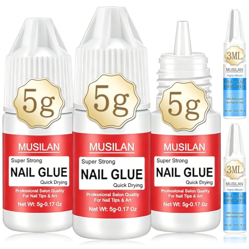 MUSILAN Super Strong Nail Glue & Remover Set for Press-on Nails