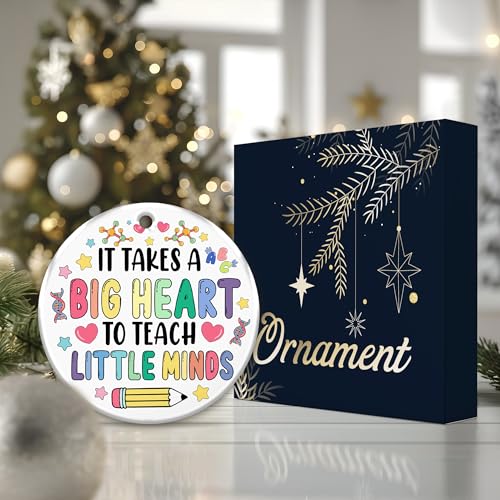 Heartfelt Teacher Ornament 2025 - It Takes a Big Heart to Teach Little Minds