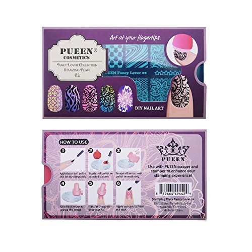 PUEEN Nail Art Stamping Plate - Fancy Lover 02 Stainless Steel Image Plate