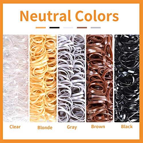YGDZ 600 Pcs Mini Elastic Hair Bands - Neutral Colors Rubber Hair Ties