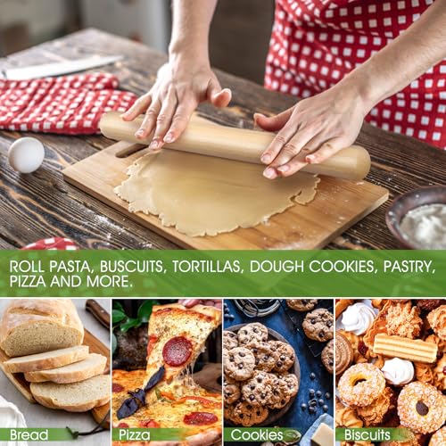 LorisArm 12-inch French Beech Wood Rolling Pin for Baking Dough and Pastry