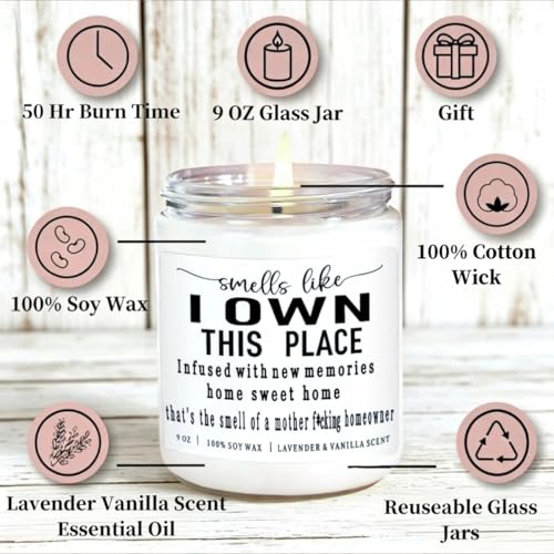 Lavender & Vanilla Scented Candle - 9 oz Natural Soy Candle for New Home Gifts