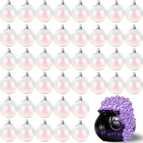 50 pcs 2 Inch Iridescent Christmas Ornaments Rainbow Bubble Balls - Plastic Holiday Decorations