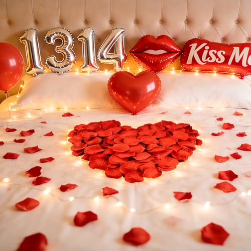 1200 PCS Red Artificial Silk Rose Petals for Weddings & Events