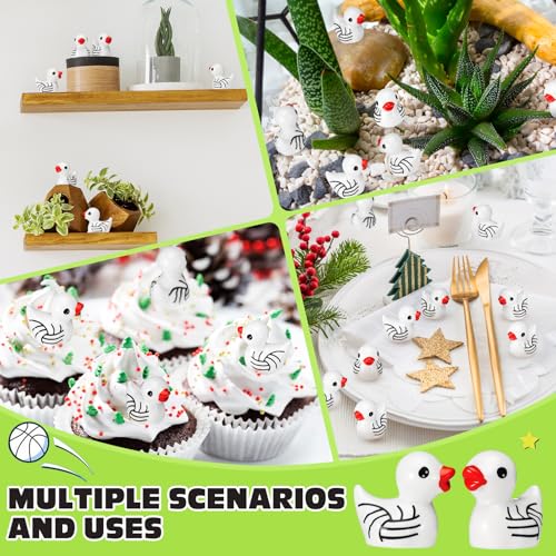 VioraWhite 50 Mini Volleyball Ducks - Cute Resin Figurines for Parties