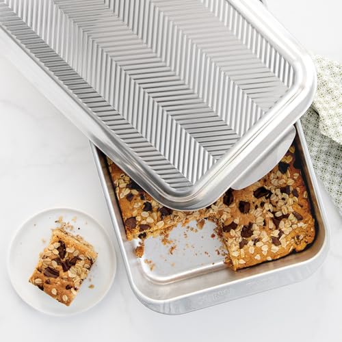 Nordic Ware 9x13 Baking Pan with Prism Embossed Metal Lid - Oven Safe, Aluminum, 1 Pack