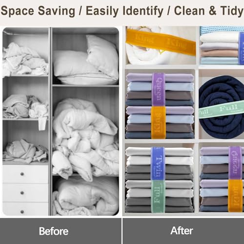 Queen Bed Sheet Organizer Bands - Elastic Linen Storage Straps, 4 Pack by Siaomo