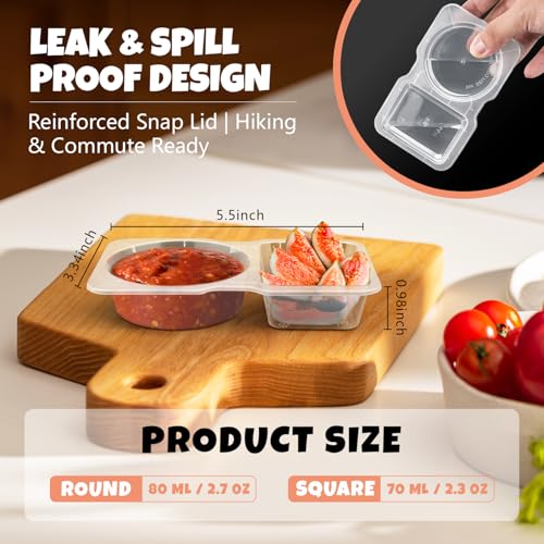 Sirmme Transparent Double Compartment Snack Containers - 24 Pack, 5oz