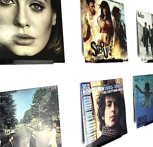 WPESI Black Vinyl Record Wall Mount Shelf 8-Pack - 7 Inch Acrylic Display Racks