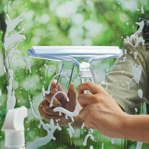 NewTalent 2-Piece Shower Squeegee Set, Clear & White Glass Cleaning Tool