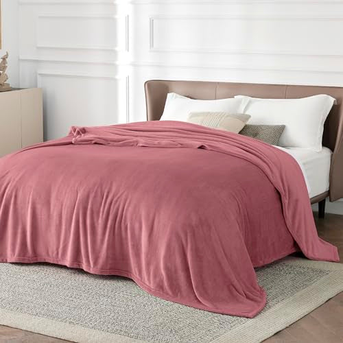 Bedsure Twin XL Fleece Blanket - Lightweight 300 GSM Flannel, Dusty Rose