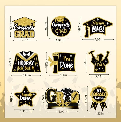 Class of 2026 Graduation Decorations Kit - Black & Gold Banner Set
