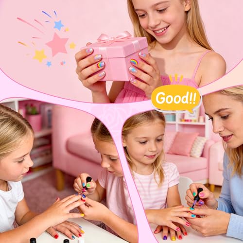 Ranrose Kids Clear Square Press on Nails - 420 Pcs Full Cover Fake Nail Tips for Girls 9-12 Years