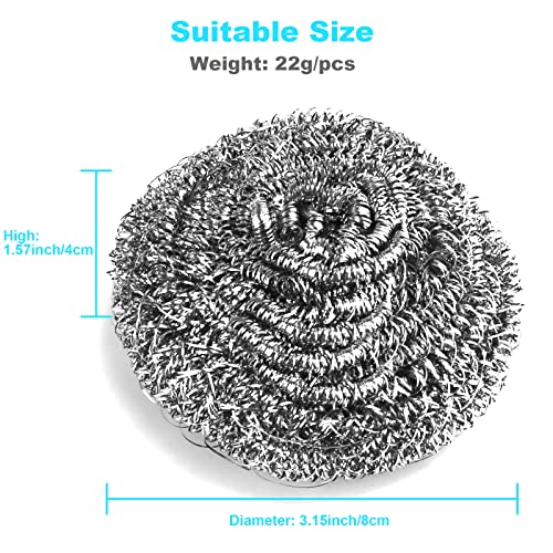 VOPTON 15-Pack Stainless Steel Wool Scrubbers - Heavy Duty Kitchen Scouring Pads