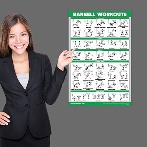Palace Learning QUICKFIT Barbell Workout Exercise Poster - Laminated, 18" x 24" Size