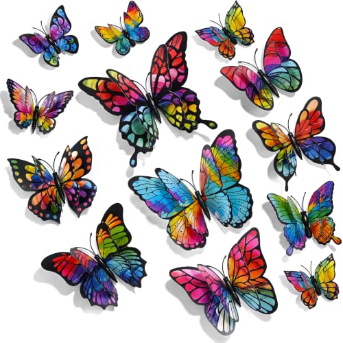 SAOROPEB 3D Butterfly Wall Decor - 24 Pcs Magnetic Decorations