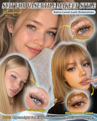 Winifred Natural Lash Clusters Kit - 3D Wispy DIY Eyelash Extensions with Glue and Tweezers