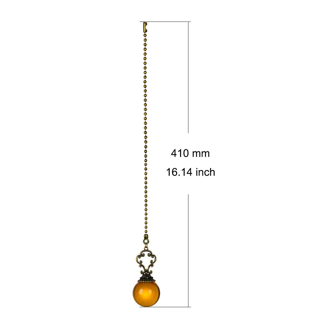 LONGSHENG - SINCE 2001 - Set of 2 Vintage-Style Amber Fan Pull Ceiling Fan Chain Pulls Crystal Ball 12inch Chains for Fan Light